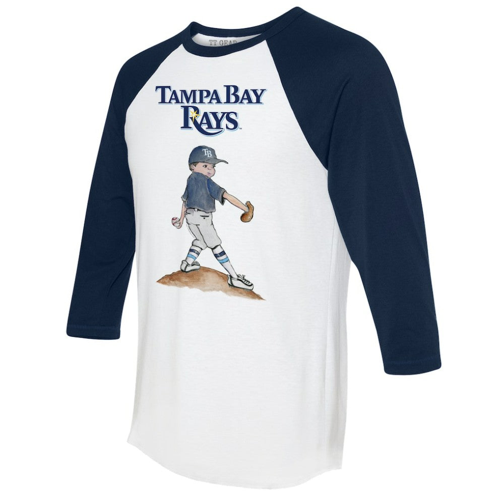 Tampa Bay Rays Tiny Turnip Women's Clemente 3/4-Sleeve Raglan T-Shirt - White/Navy T-shirts