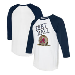 Atlanta Braves Tiny Turnip Women's Dirt Ball 3/4-Sleeve Raglan T-Shirt - White/Navy T-shirts