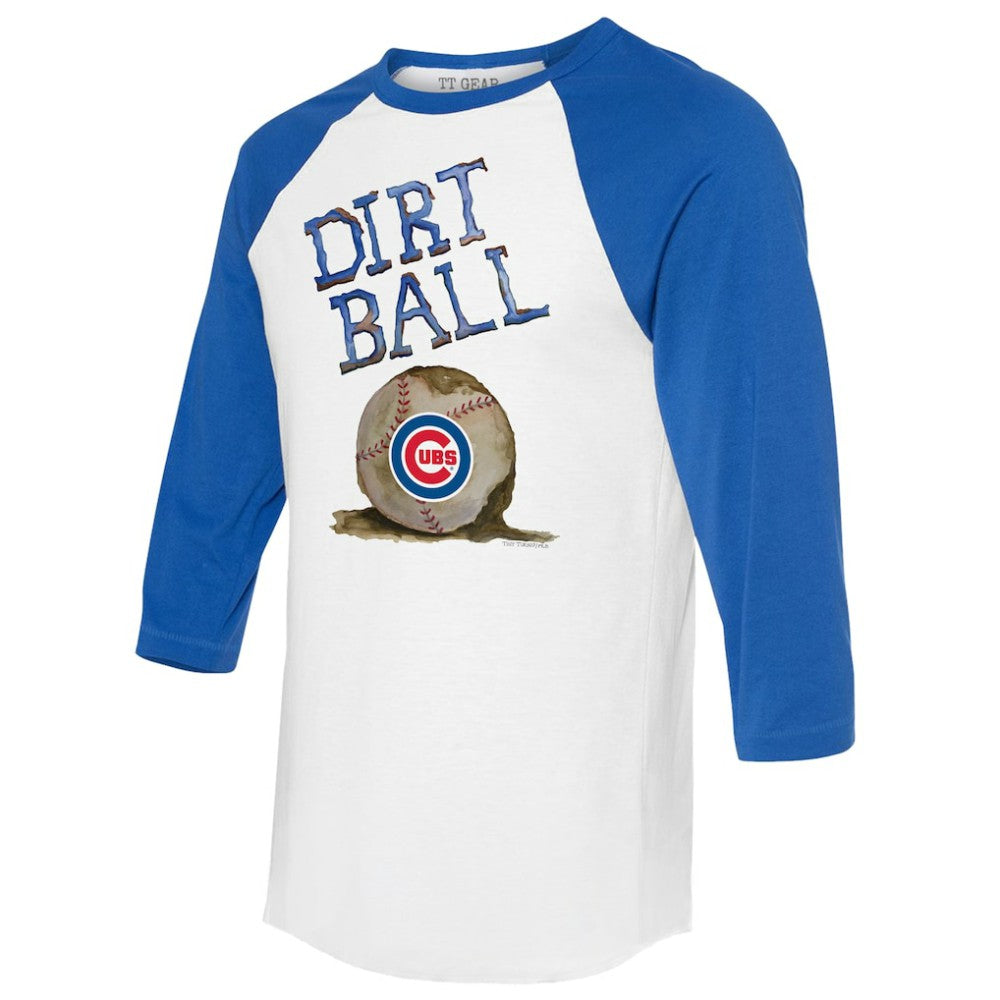 Chicago Cubs Tiny Turnip Women's Dirt Ball 3/4-Sleeve Raglan T-Shirt - White/Royal T-shirts
