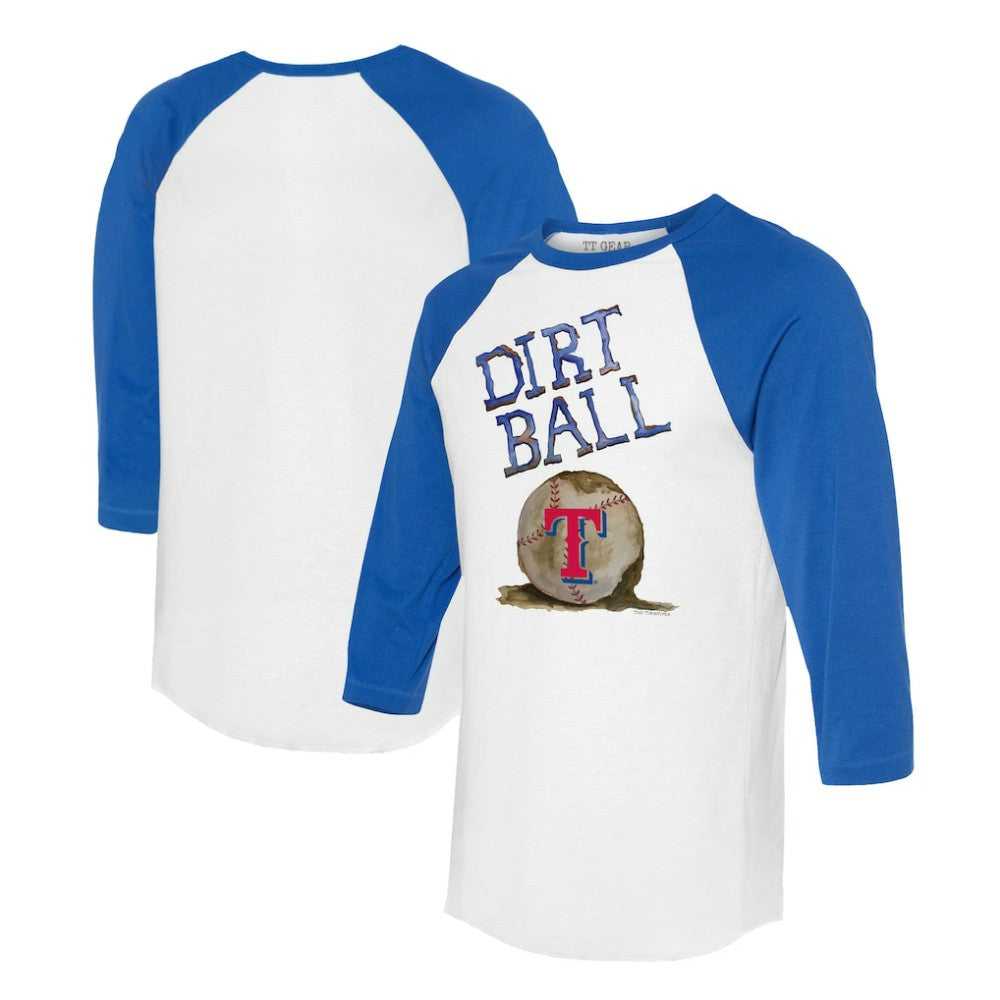Texas Rangers Tiny Turnip Women's Dirt Ball 3/4-Sleeve Raglan T-Shirt - White/Royal T-shirts