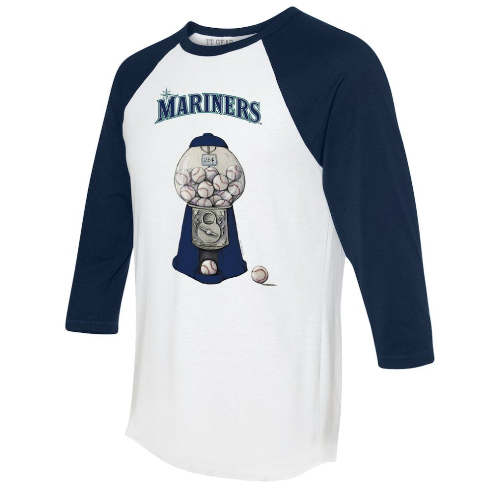 Seattle Mariners Tiny Turnip Women's Gumball Machine 3/4-Sleeve Raglan T-Shirt - White/Navy T-shirts