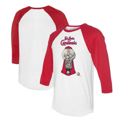 St. Louis Cardinals Tiny Turnip Women's Gumball Machine 3/4-Sleeve Raglan T-Shirt - White/Red T-shirts
