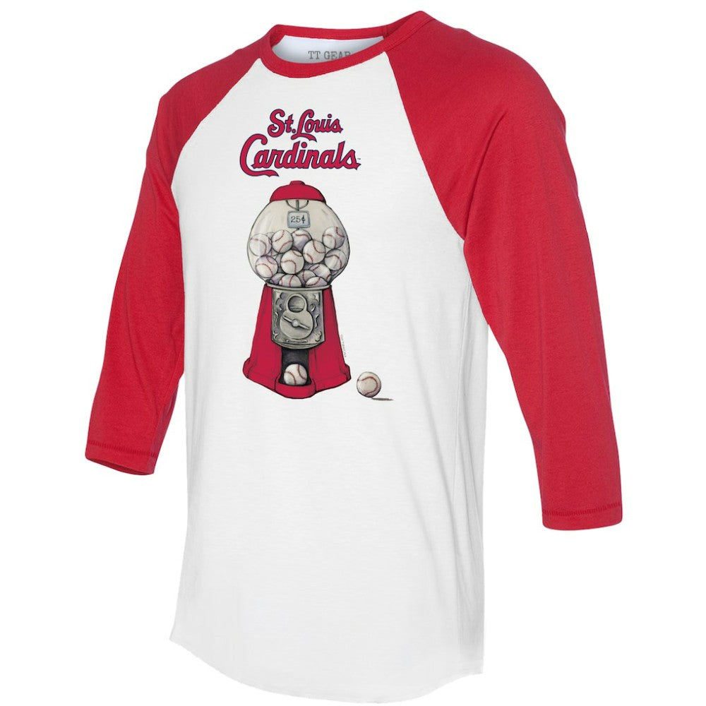 St. Louis Cardinals Tiny Turnip Women's Gumball Machine 3/4-Sleeve Raglan T-Shirt - White/Red T-shirts