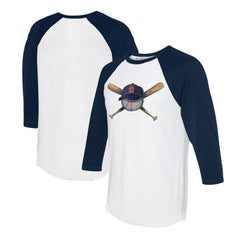 Detroit Tigers Tiny Turnip Women's Hat Crossbats 3/4-Sleeve Raglan T-Shirt - White/Navy Hats