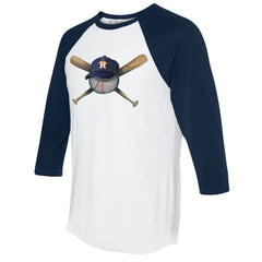 Houston Astros Tiny Turnip Women's Hat Crossbats 3/4-Sleeve Raglan T-Shirt - White/Navy Hats
