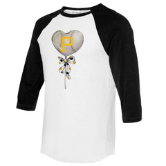 Pittsburgh Pirates Tiny Turnip Women's Heart Lolly 3/4-Sleeve Raglan T-Shirt - White/Black T-shirts