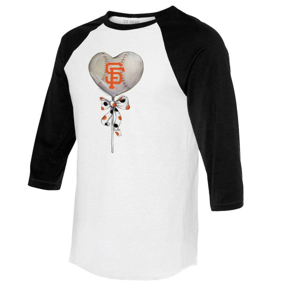 San Francisco Giants Tiny Turnip Women's Heart Lolly 3/4-Sleeve Raglan T-Shirt - White/Black T-shirts