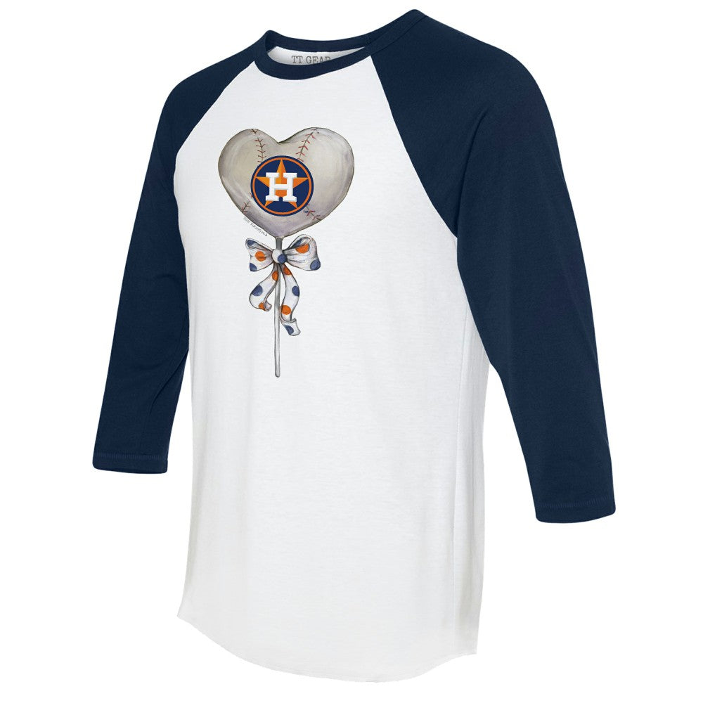 Houston Astros Tiny Turnip Women's Heart Lolly 3/4-Sleeve Raglan T-Shirt - White/Navy T-shirts