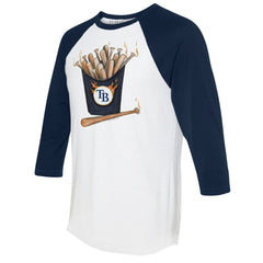 Tampa Bay Rays Tiny Turnip Women's Hot Bats 3/4-Sleeve Raglan T-Shirt - White/Navy T-shirts