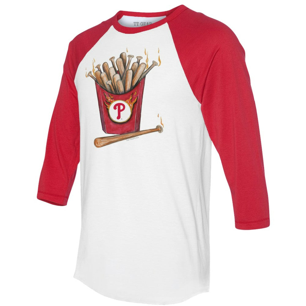 Philadelphia Phillies Tiny Turnip Women's Hot Bats 3/4-Sleeve Raglan T-Shirt - White/Red T-shirts