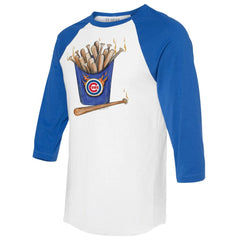Chicago Cubs Tiny Turnip Women's Hot Bats 3/4-Sleeve Raglan T-Shirt - White/Royal T-shirts