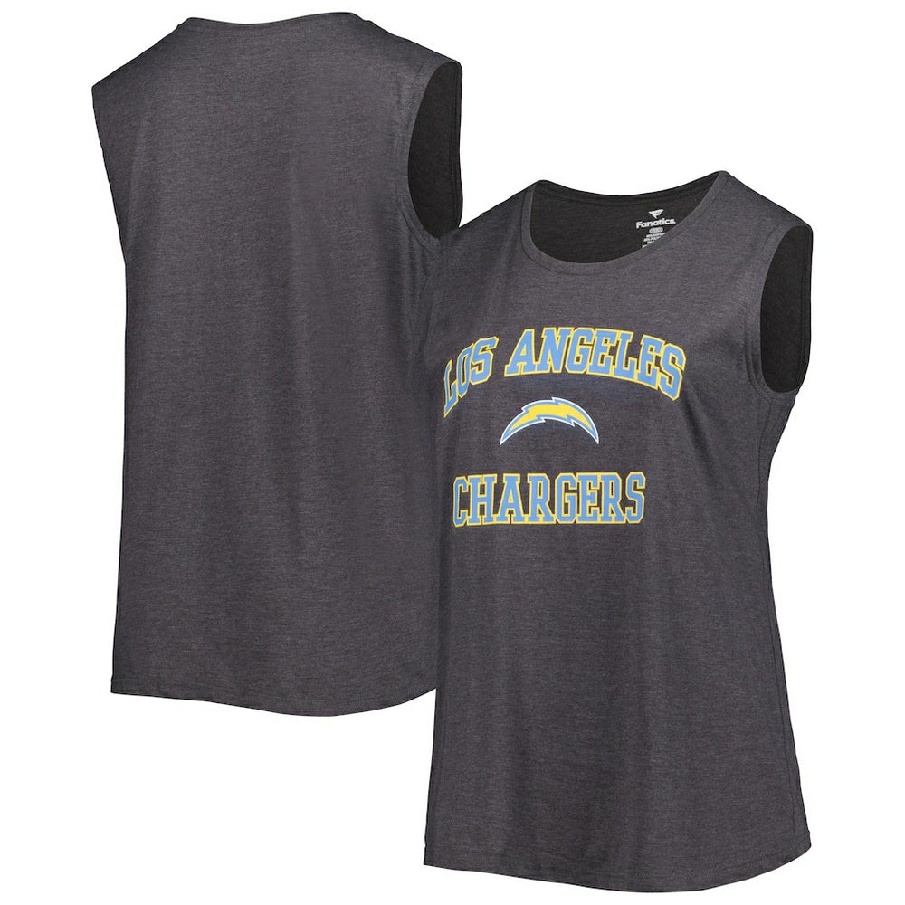 Los Angeles Chargers Women's Plus Size Tank Top - Heather Charcoal Tops