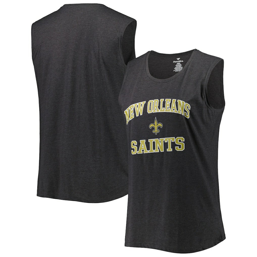 New Orleans Saints Women's Plus Size Tank Top - Heather Charcoal Tops