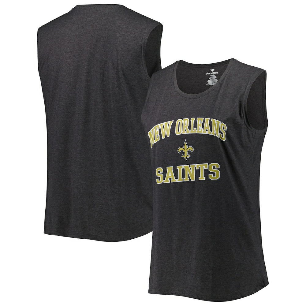 New Orleans Saints Women's Plus Size Tank Top - Heather Charcoal Tops