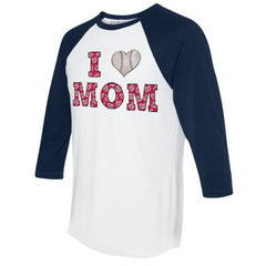 Washington Nationals Tiny Turnip Women's I Love Mom 3/4-Sleeve Raglan T-Shirt - White/Navy T-shirts