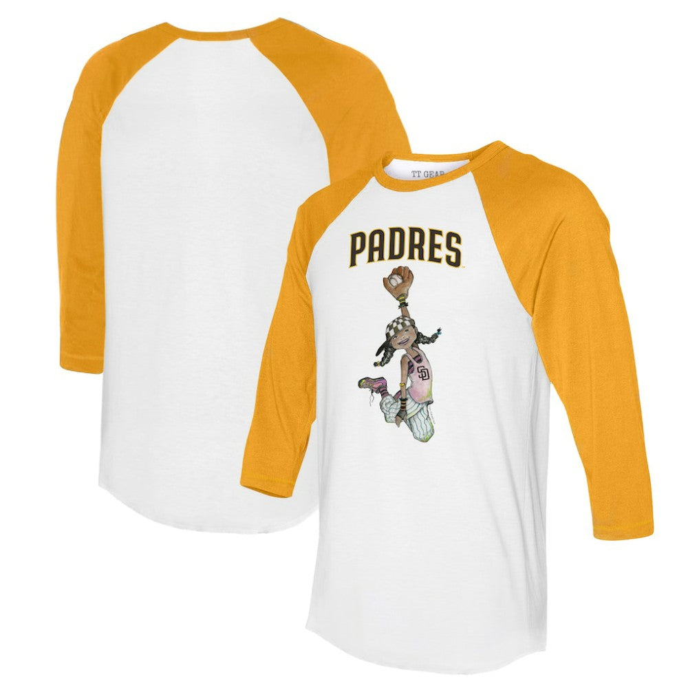 San Diego Padres Tiny Turnip Women's Jada 3/4-Sleeve Raglan T-Shirt - White/Gold T-shirts