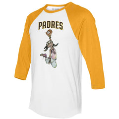 San Diego Padres Tiny Turnip Women's Jada 3/4-Sleeve Raglan T-Shirt - White/Gold T-shirts