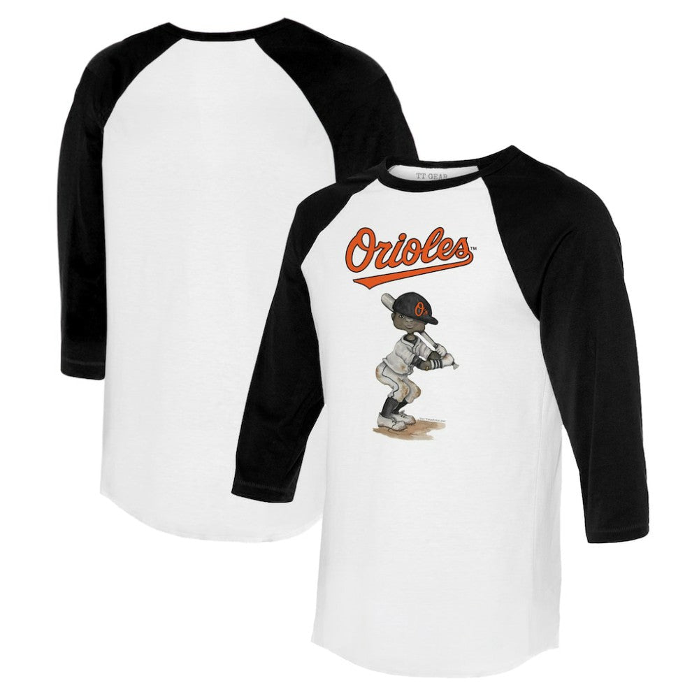 Baltimore Orioles Tiny Turnip Women's James 3/4-Sleeve Raglan T-Shirt - White/Black T-shirts