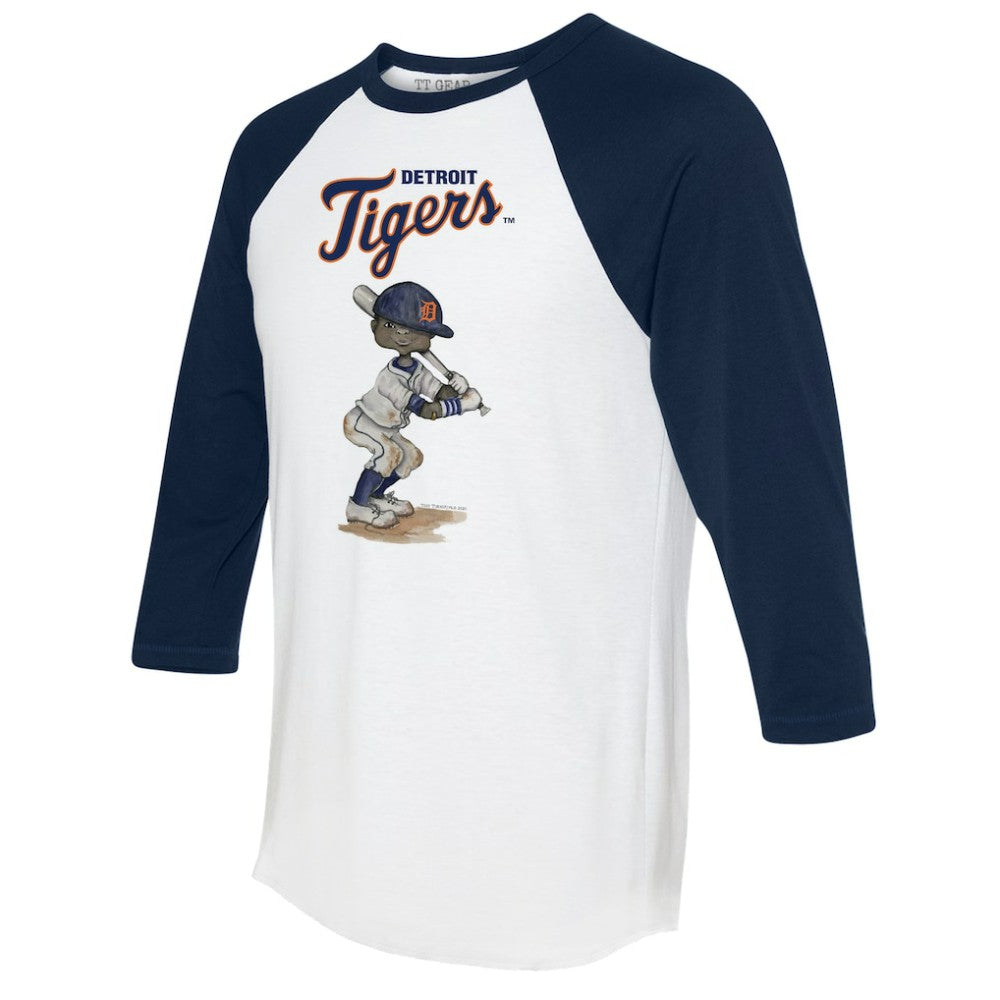 Detroit Tigers Tiny Turnip Women's James 3/4-Sleeve Raglan T-Shirt - White/Navy T-shirts