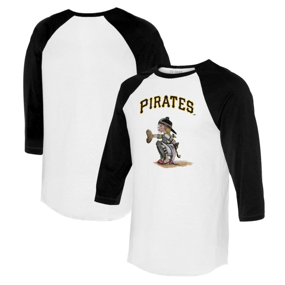 Pittsburgh Pirates Tiny Turnip Women's Kate 3/4-Sleeve Raglan T-Shirt - White/Black T-shirts