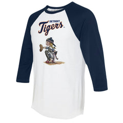 Detroit Tigers Tiny Turnip Women's Kate 3/4-Sleeve Raglan T-Shirt - White/Navy T-shirts
