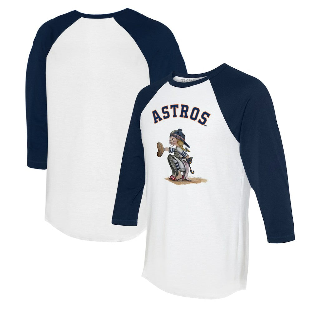 Houston Astros Tiny Turnip Women's Kate 3/4-Sleeve Raglan T-Shirt - White/Navy T-shirts