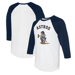 Houston Astros Tiny Turnip Women's Kate 3/4-Sleeve Raglan T-Shirt - White/Navy T-shirts