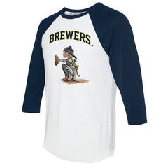 Milwaukee Brewers Tiny Turnip Women's Kate 3/4-Sleeve Raglan T-Shirt - White/Navy T-shirts