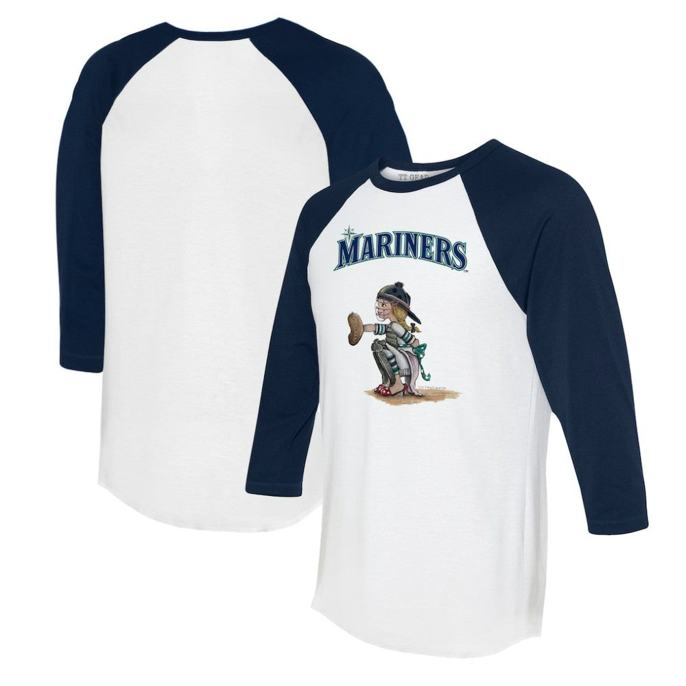 Seattle Mariners Tiny Turnip Women's Kate 3/4-Sleeve Raglan T-Shirt - White/Navy T-shirts