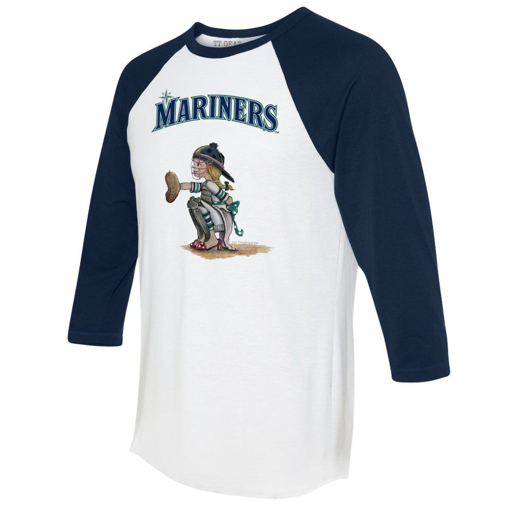 Seattle Mariners Tiny Turnip Women's Kate 3/4-Sleeve Raglan T-Shirt - White/Navy T-shirts