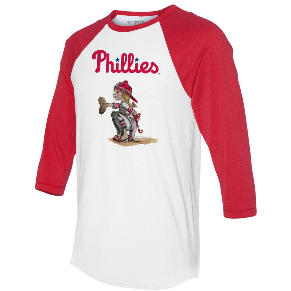 Philadelphia Phillies Tiny Turnip Women's Kate 3/4-Sleeve Raglan T-Shirt - White/Red T-shirts