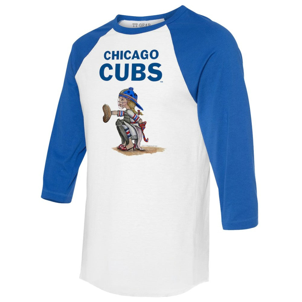 Chicago Cubs Tiny Turnip Women's Kate 3/4-Sleeve Raglan T-Shirt - White/Royal T-shirts