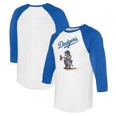 Los Angeles Dodgers Tiny Turnip Women's Kate 3/4-Sleeve Raglan T-Shirt - White/Royal T-shirts