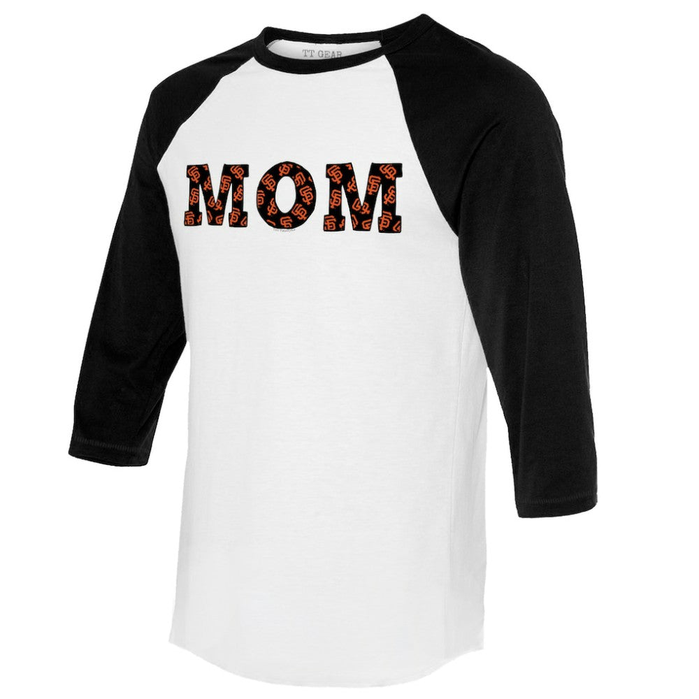 San Francisco Giants Tiny Turnip Women's Logo Mom 3/4-Sleeve Raglan T-Shirt - White/Black T-shirts