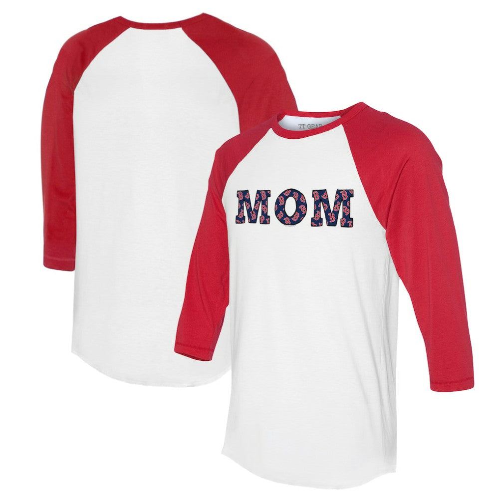 Boston Red Sox Tiny Turnip Women's Logo Mom 3/4-Sleeve Raglan T-Shirt - White/Red T-shirts