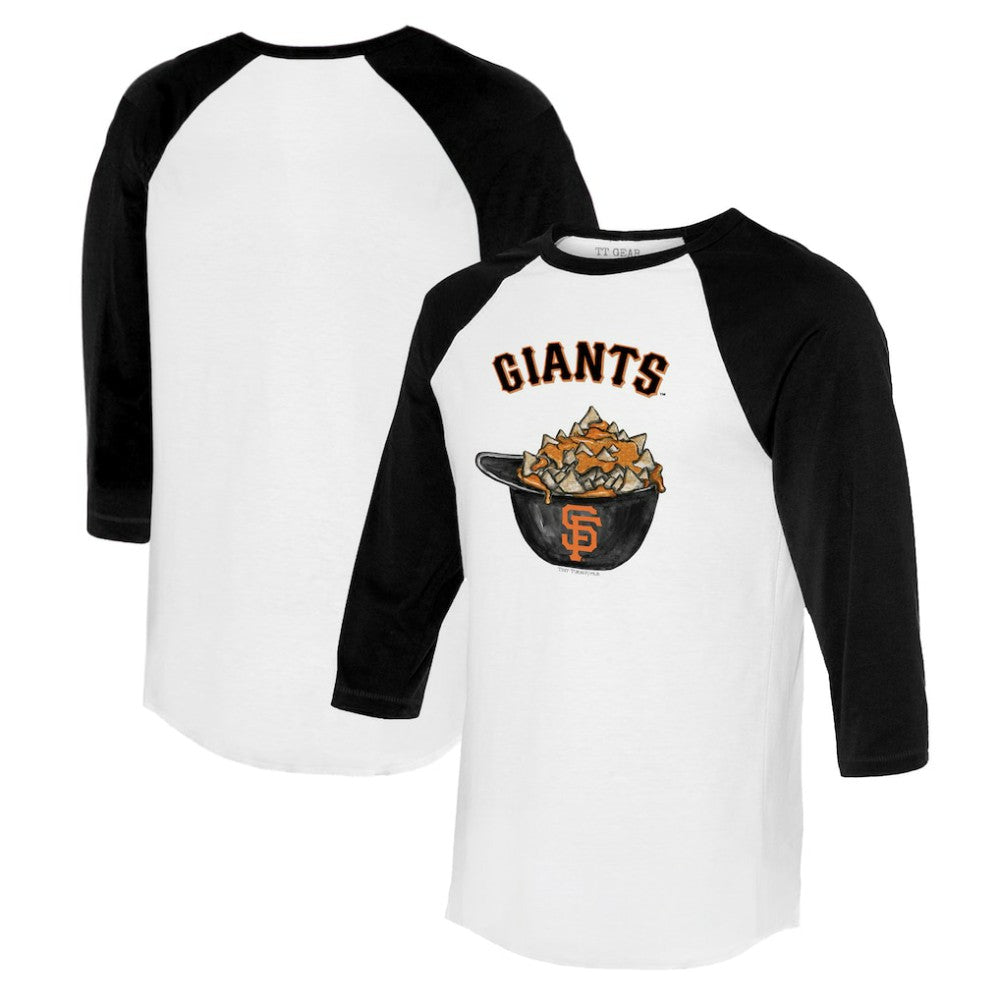 San Francisco Giants Tiny Turnip Women's Nacho Helmet 3/4-Sleeve Raglan T-Shirt - White/Black T-shirts