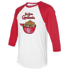 St. Louis Cardinals Tiny Turnip Women's Nacho Helmet 3/4-Sleeve Raglan T-Shirt - White/Red T-shirts