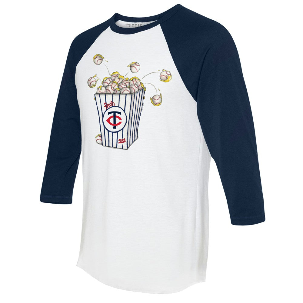 Minnesota Twins Tiny Turnip Women's Popcorn 3/4-Sleeve Raglan T-Shirt - White/Navy T-shirts