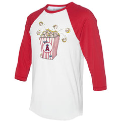 Los Angeles Angels Tiny Turnip Women's Popcorn 3/4-Sleeve Raglan T-Shirt - White/Red T-shirts