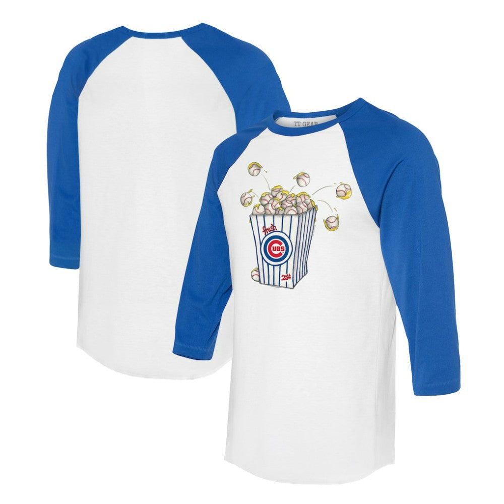 Chicago Cubs Tiny Turnip Women's Popcorn 3/4-Sleeve Raglan T-Shirt - White/Royal T-shirts