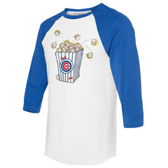 Chicago Cubs Tiny Turnip Women's Popcorn 3/4-Sleeve Raglan T-Shirt - White/Royal T-shirts