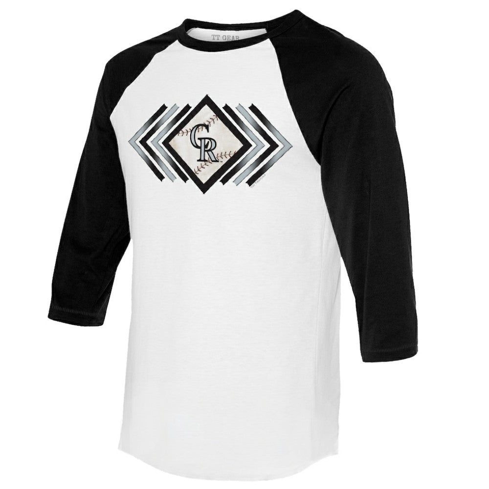 Colorado Rockies Tiny Turnip Women's Prism Arrows 3/4-Sleeve Raglan T-Shirt - White T-shirts