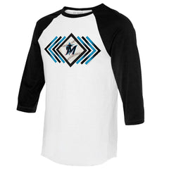 Miami Marlins Tiny Turnip Women's Prism Arrows 3/4-Sleeve Raglan T-Shirt - White T-shirts
