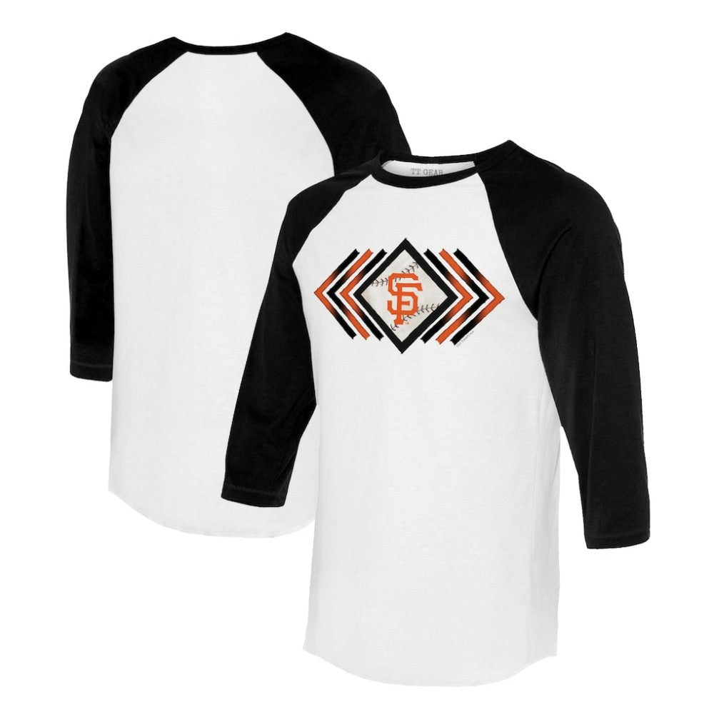 San Francisco Giants Tiny Turnip Women's Prism Arrows 3/4-Sleeve Raglan T-Shirt - White T-shirts