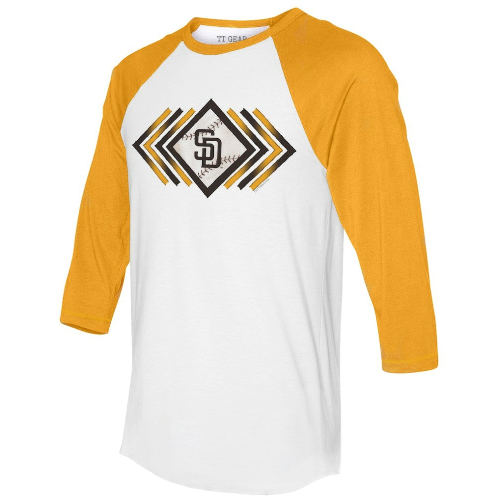 San Diego Padres Tiny Turnip Women's Prism Arrows 3/4-Sleeve Raglan T-Shirt - White T-shirts