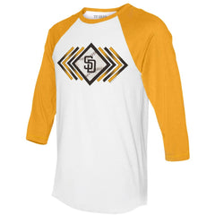 San Diego Padres Tiny Turnip Women's Prism Arrows 3/4-Sleeve Raglan T-Shirt - White T-shirts