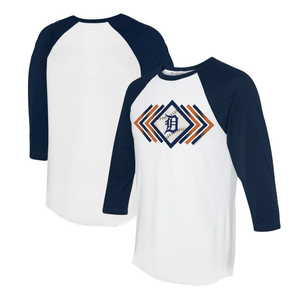 Detroit Tigers Tiny Turnip Women's Prism Arrows 3/4-Sleeve Raglan T-Shirt - White T-shirts