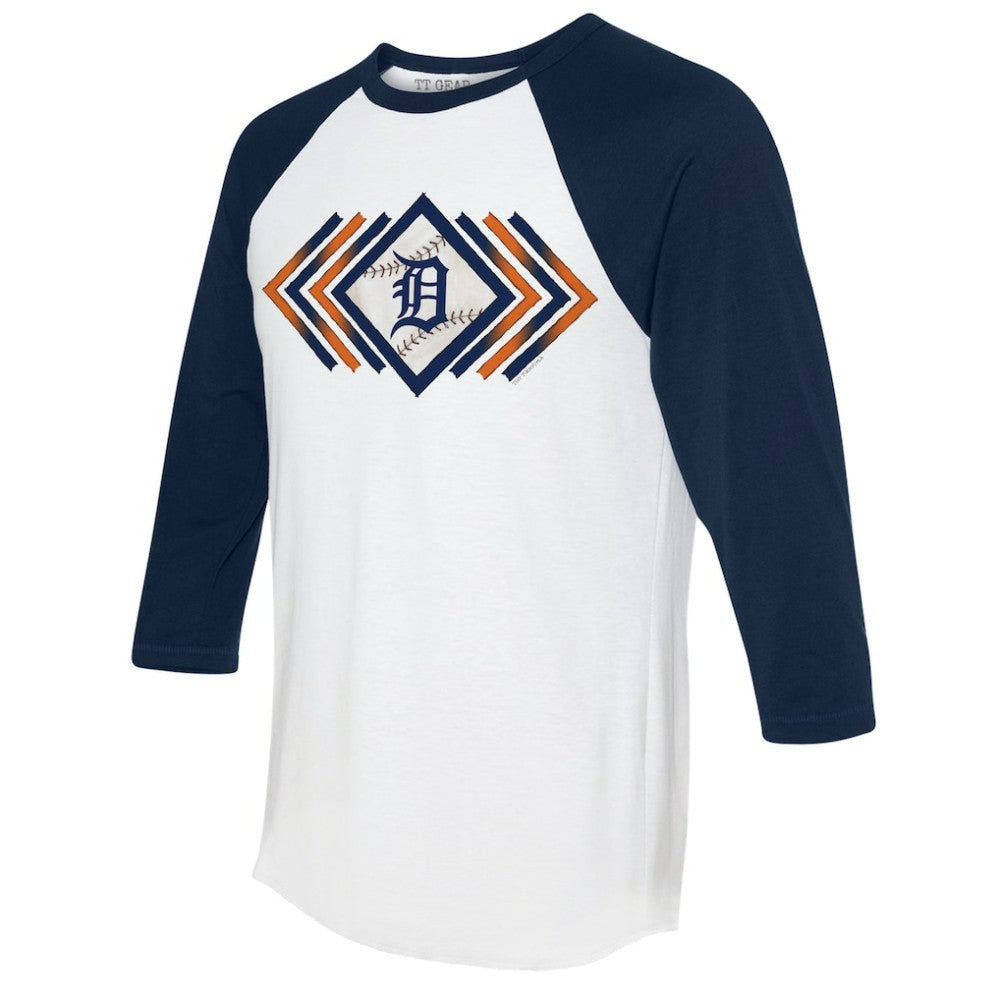 Detroit Tigers Tiny Turnip Women's Prism Arrows 3/4-Sleeve Raglan T-Shirt - White T-shirts