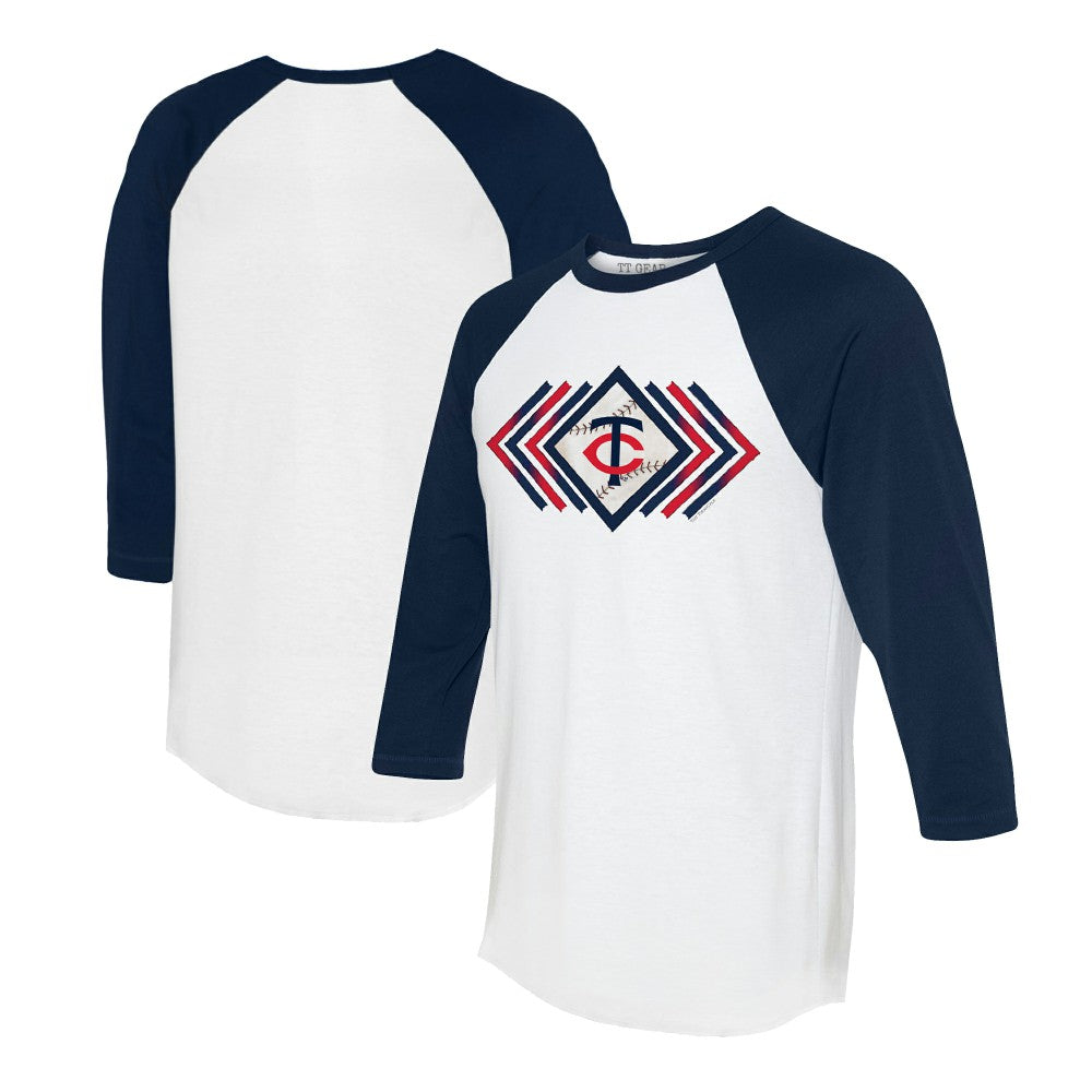 Minnesota Twins Tiny Turnip Women's Prism Arrows 3/4-Sleeve Raglan T-Shirt - White T-shirts