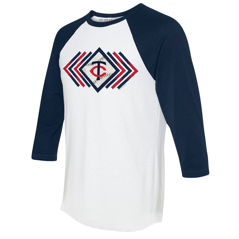 Minnesota Twins Tiny Turnip Women's Prism Arrows 3/4-Sleeve Raglan T-Shirt - White T-shirts
